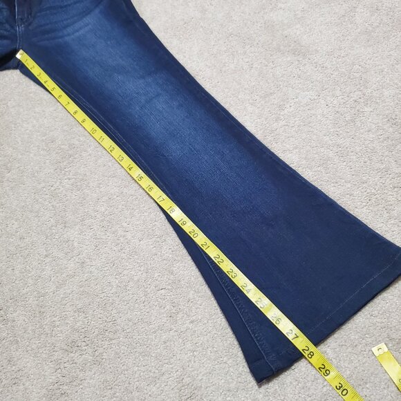 KANCAN Trisha Mid-Rise Classic Flare Jeans Super Stretch Dk Blue Women's 27 x 28 - Picture 14 of 15